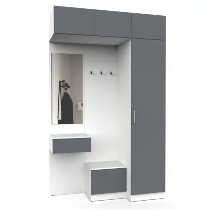 Набор мебели для прихожей "Марсель-254" МР 01-254 В2490 Ш1500 Г580 (ЛДСП Графит серый)